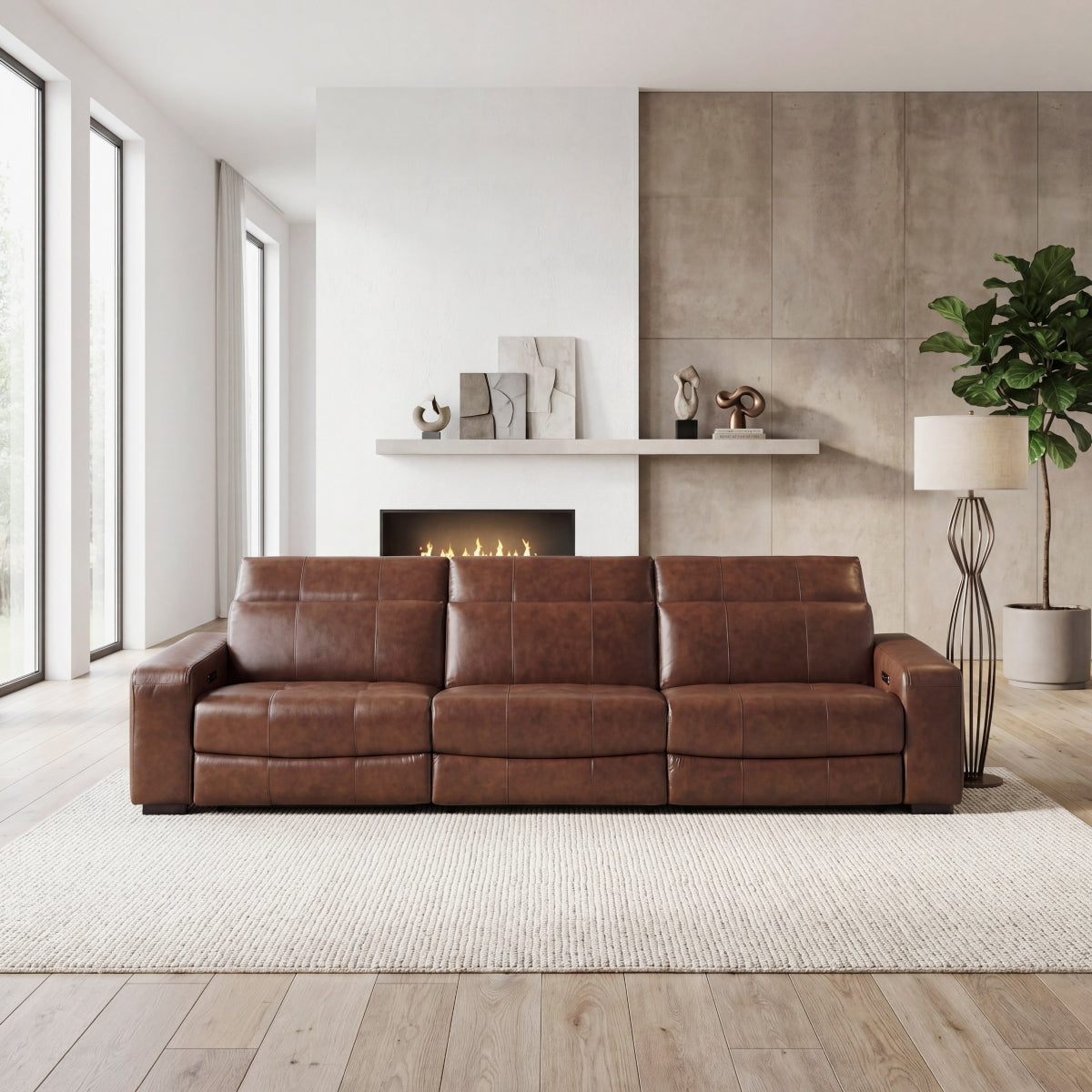 Sutton Power Double Reclining Sofa with Power Headrests and Charging Ports