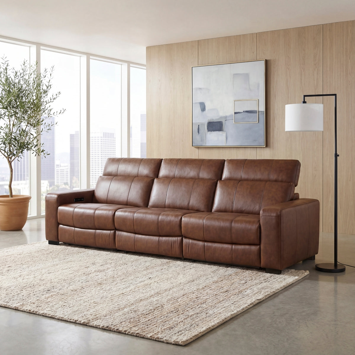 Sutton Power Double Reclining Sofa with Power Headrests and Charging Ports