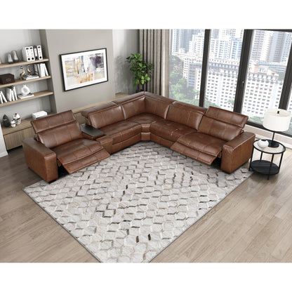 Sutton 6-Piece Modular Power Reclining Sectional with Power Headrests and Charging Ports