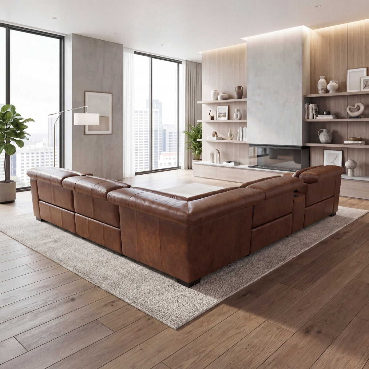 Sutton 6-Piece Modular Power Reclining Sectional with Power Headrests and Charging Ports