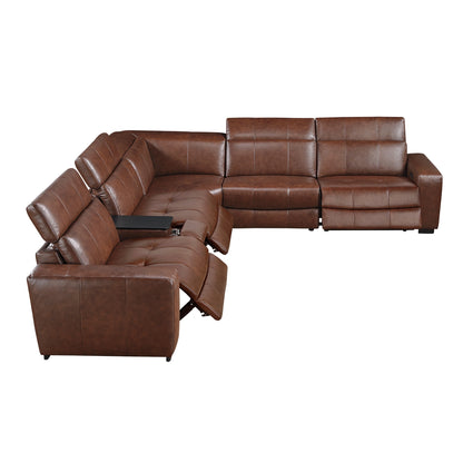 Sutton 6-Piece Modular Power Reclining Sectional with Power Headrests and Charging Ports