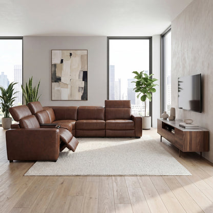 Sutton 6-Piece Modular Power Reclining Sectional with Power Headrests and Charging Ports