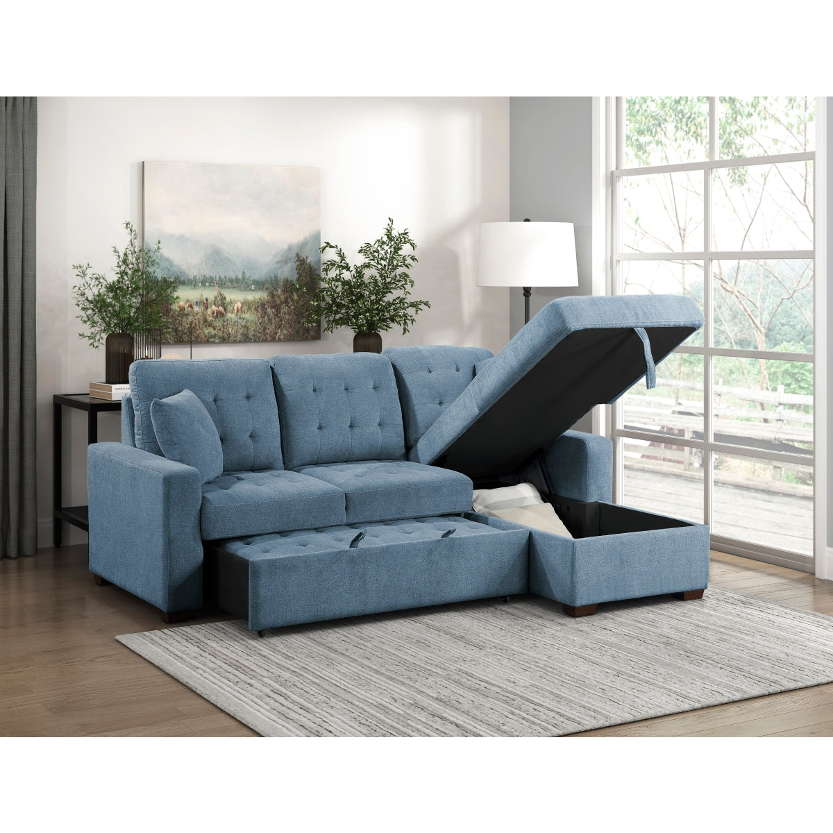 Waitsfield 2-Piece Sectional with Right Chaise, Pull-out Bed and Hidden Storage