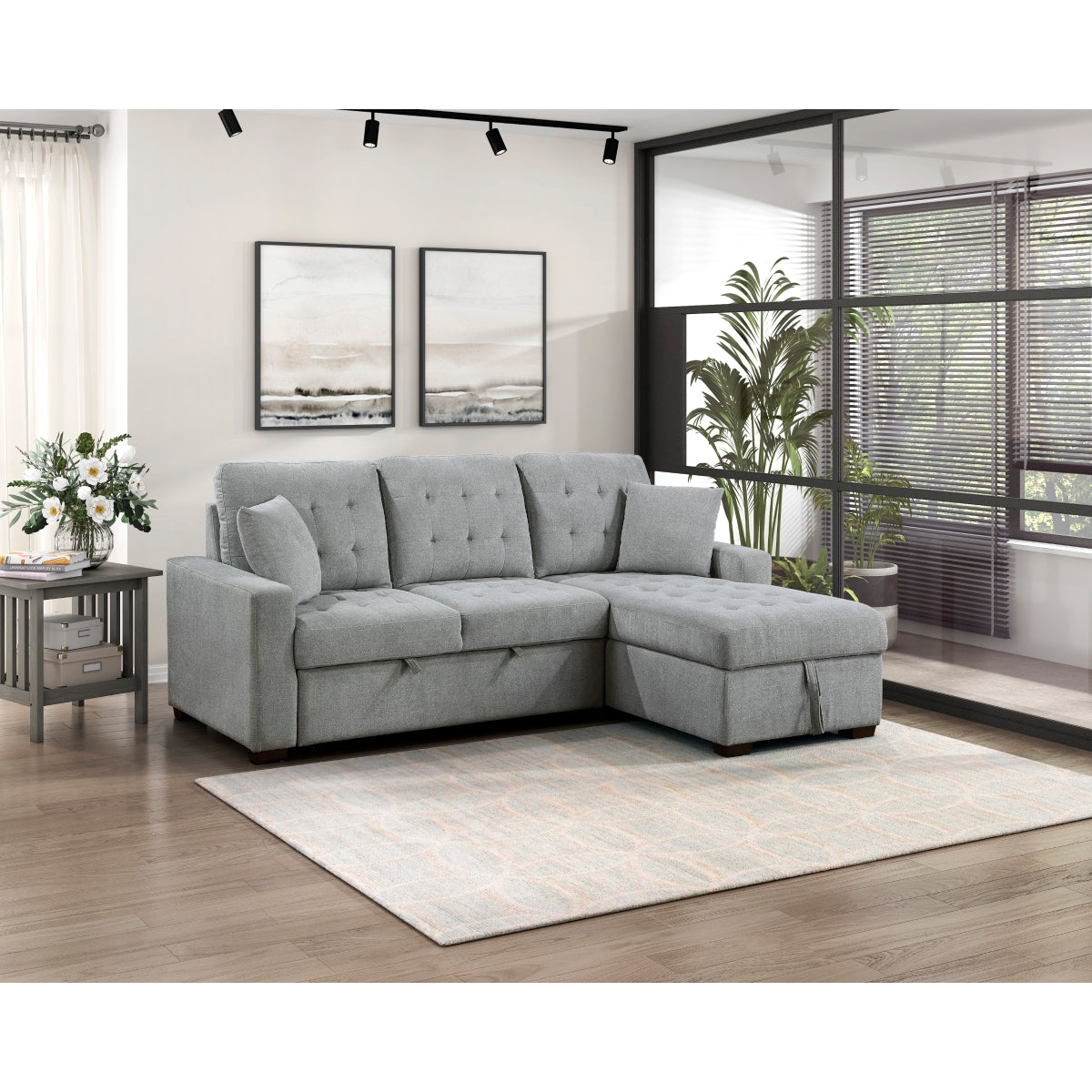 Waitsfield 2-Piece Sectional with Right Chaise, Pull-out Bed and Hidden Storage