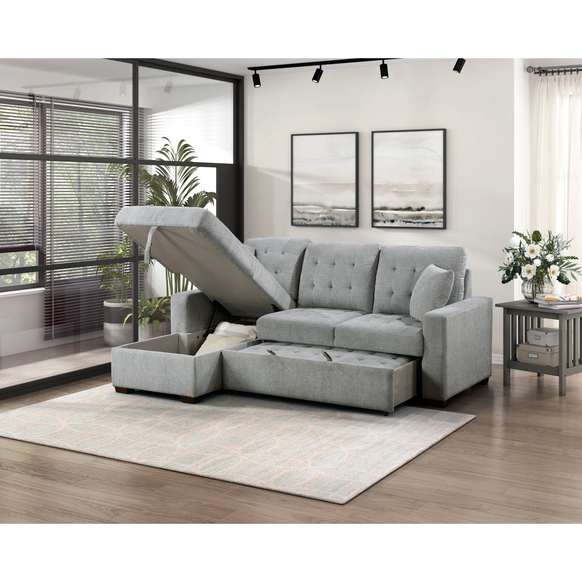 Waitsfield 2-Piece Sectional with Left Chaise, Pull-out Bed and Hidden Storage