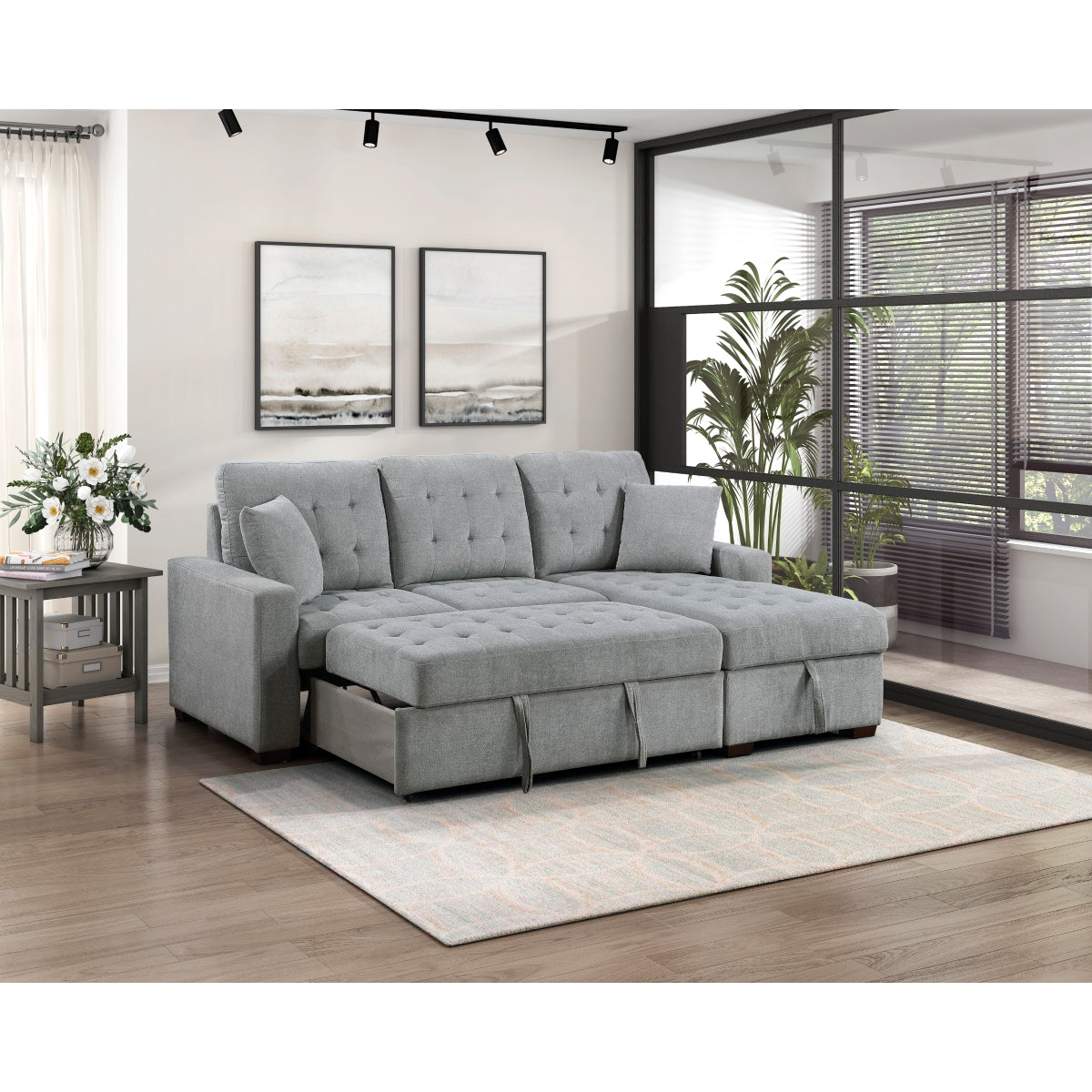 Waitsfield 2-Piece Sectional with Right Chaise, Pull-out Bed and Hidden Storage