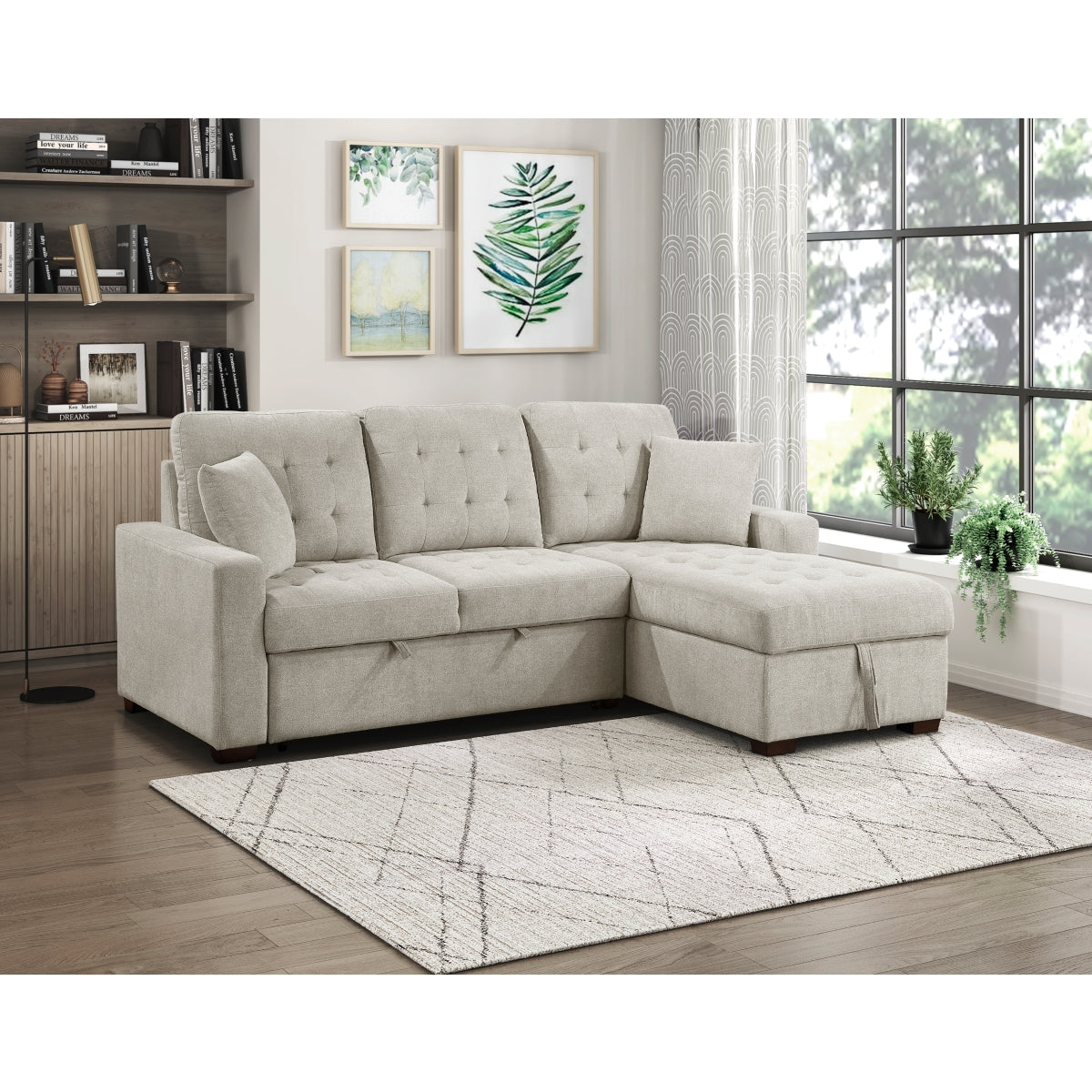Waitsfield 2-Piece Sectional with Right Chaise, Pull-out Bed and Hidden Storage