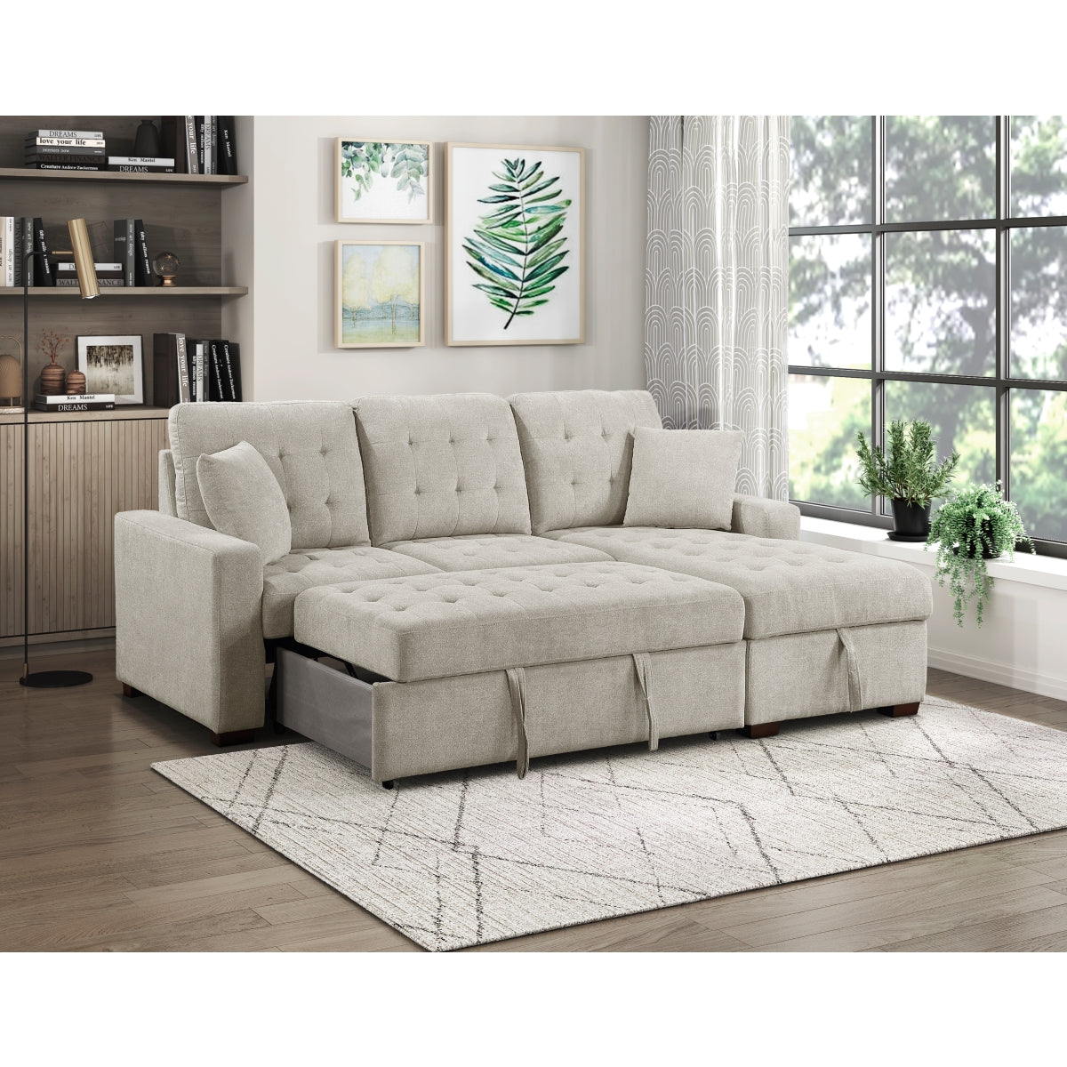 Waitsfield 2-Piece Sectional with Right Chaise, Pull-out Bed and Hidden Storage