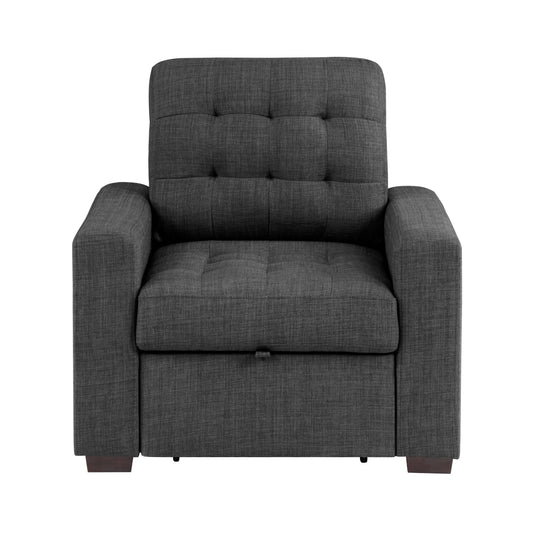 McCafferty Chair with Pull-out Ottoman - Dark gray