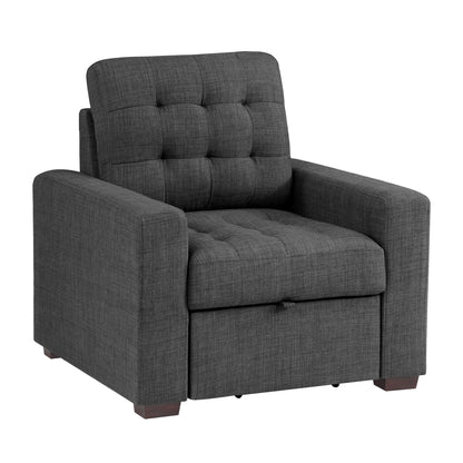 McCafferty Chair with Pull-out Ottoman - Dark gray