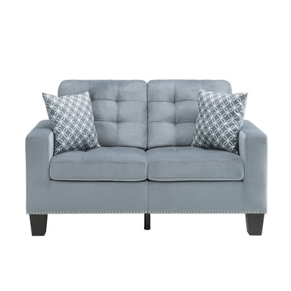 Love Seat, 2 Pillows, Gray, 100% Polyester