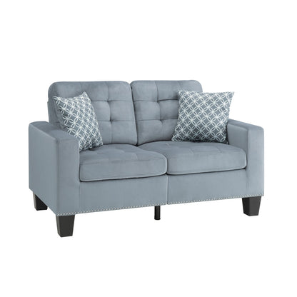 Love Seat, 2 Pillows, Gray, 100% Polyester