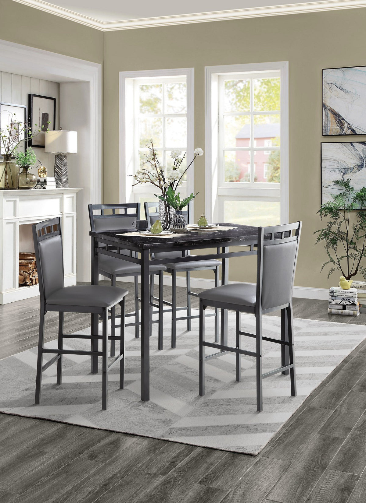 Counter Height Chr, Gray (4 In 1 Box)
