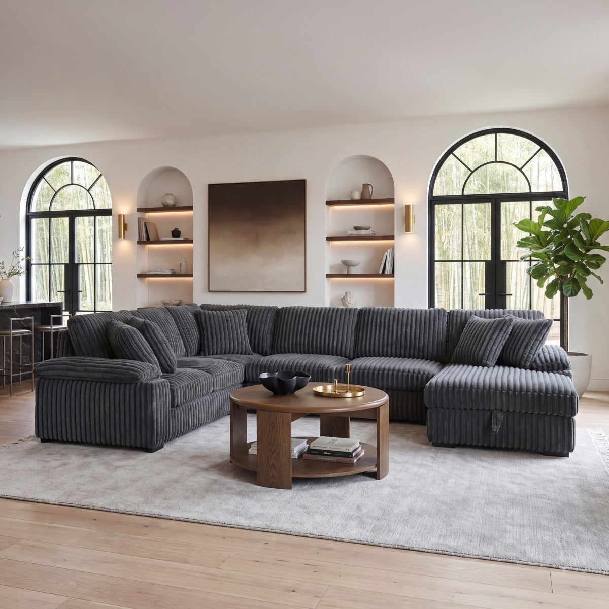 Ridge 3-Piece Sectional with Pull-out Bed, Right Side Chaise and Hidden Storage