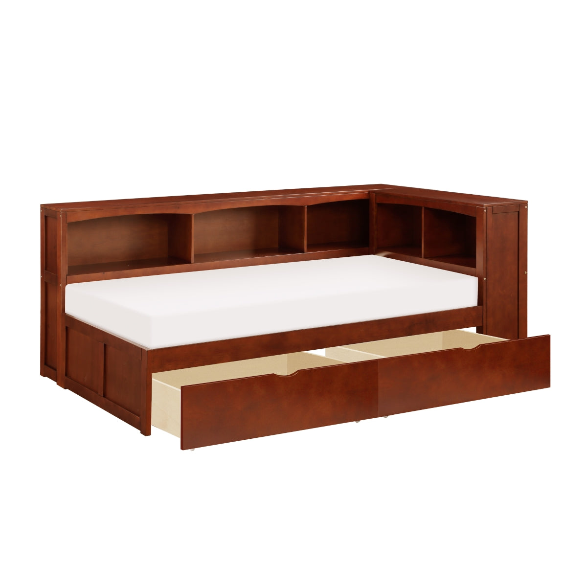 Rowe Twin Bookcase Corner Platform Bed with Storage Boxes