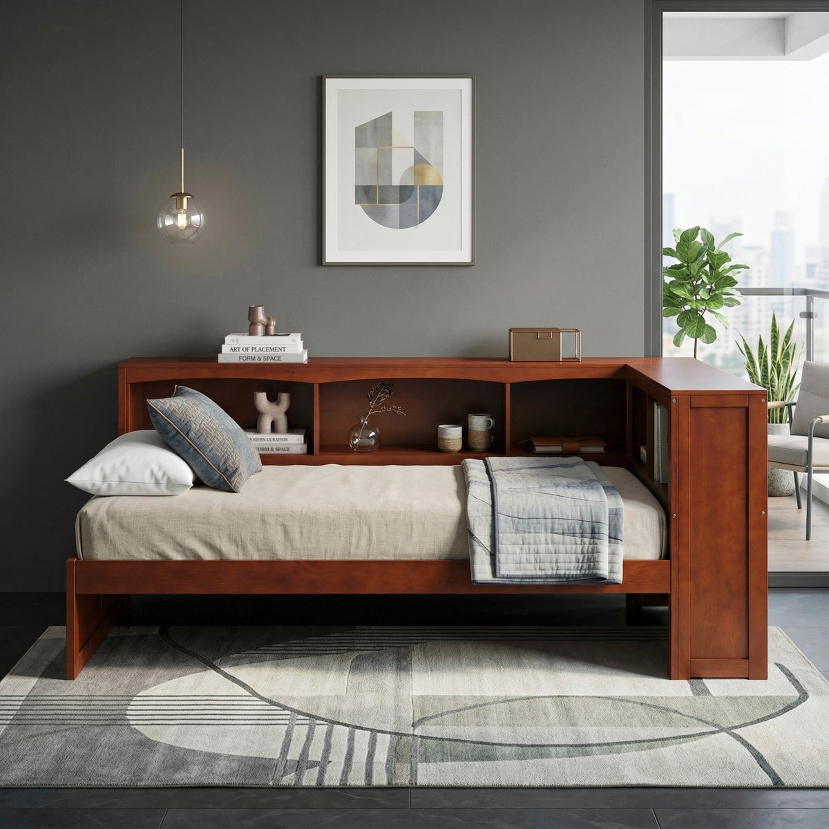 Rowe Twin Bookcase Corner Platform Bed