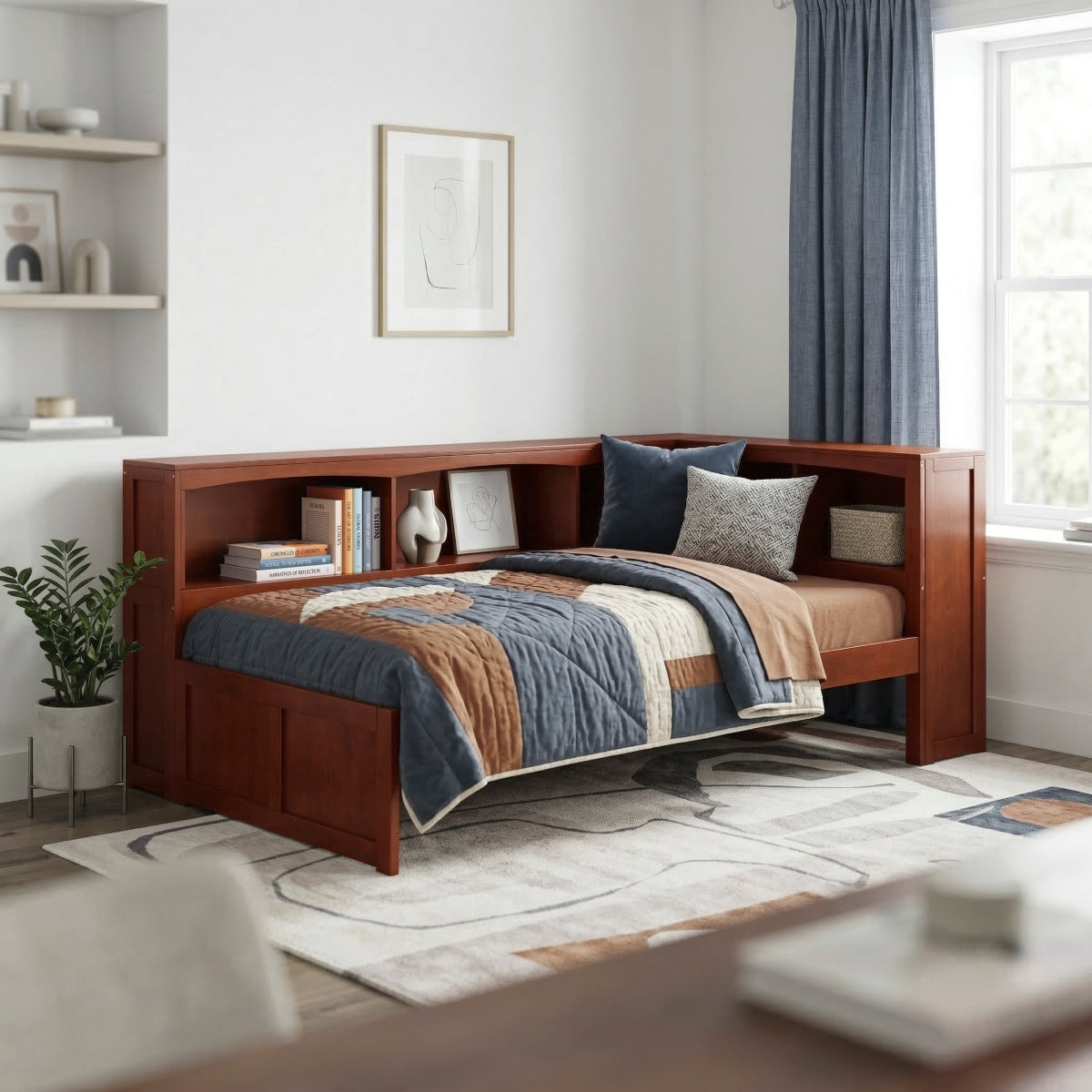 Rowe Twin Bookcase Corner Platform Bed