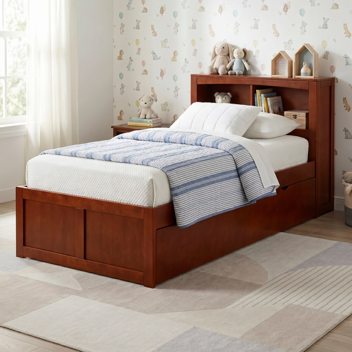 Rowe Twin Bookcase Platform Bed with Twin Trundle