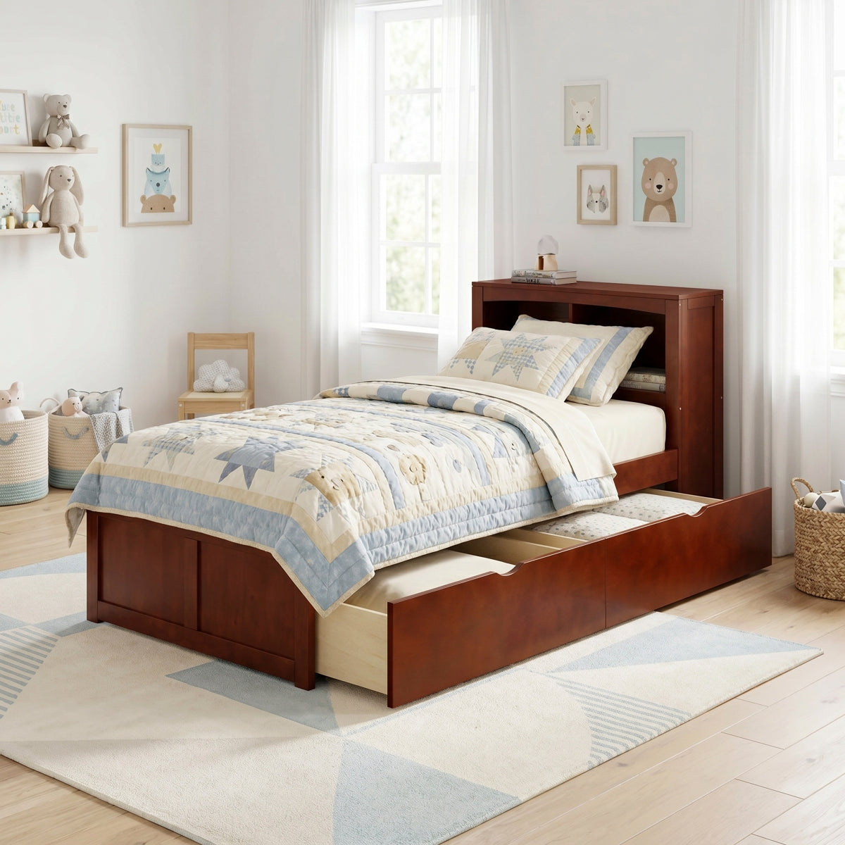 Rowe Twin Bookcase Platform Bed with Storage Boxes