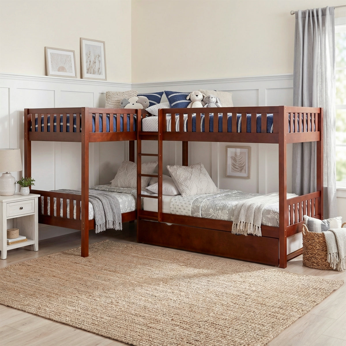 Rowe Corner Bunk Bed with Twin Trundle