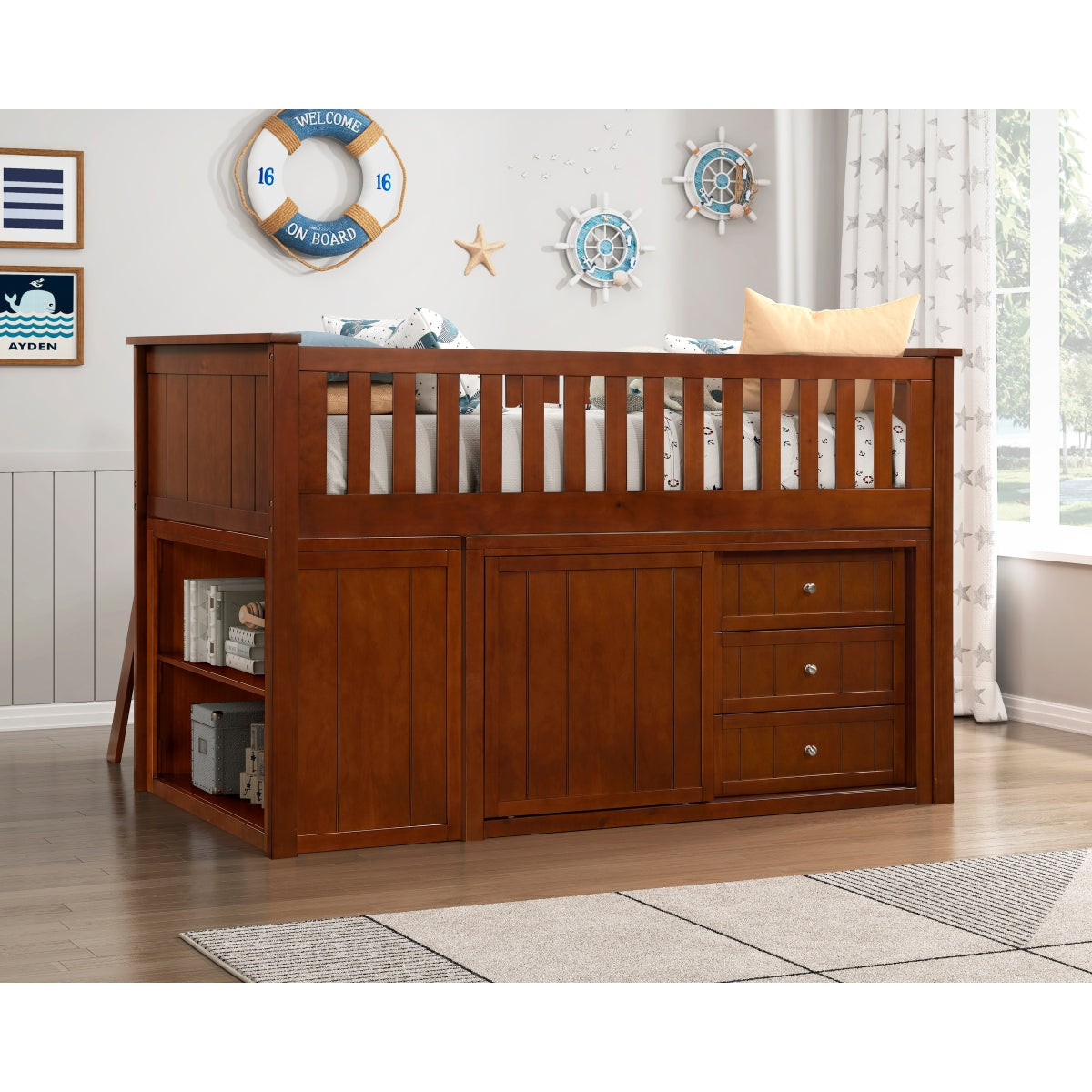 Rowe Low Loft Bunk with Bookcase and 2 Dressers