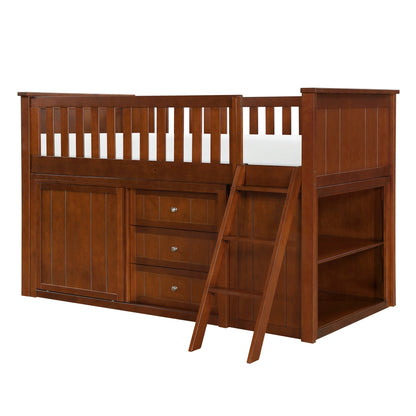 Rowe Low Loft Bunk with Bookcase and Dresser