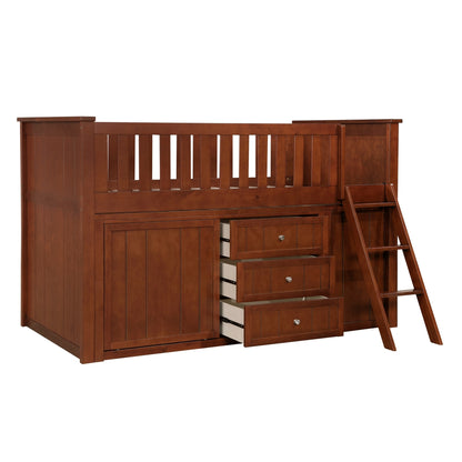 Rowe Low Loft Bunk with Bookcase and Dresser
