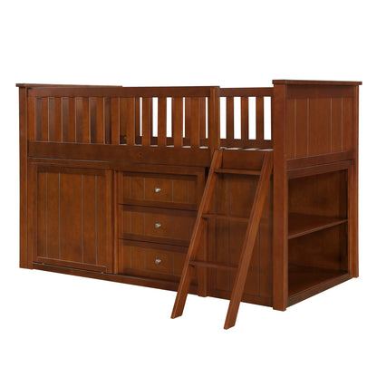 Rowe Low Loft Bunk with Bookcase and Dresser