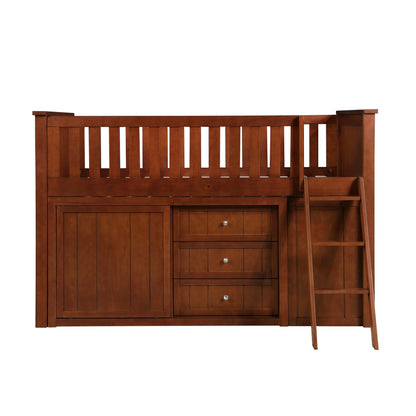 Rowe Low Loft Bunk with Bookcase and Dresser