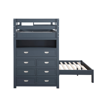 Sloane Twin/Full Loft Bunk Bed with Chest and Hidden Desk