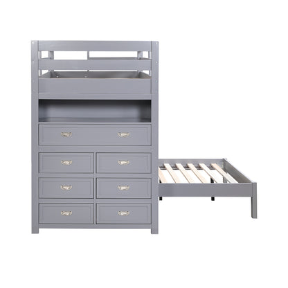 Sloane Twin/Full Loft Bunk Bed with Chest and Hidden Desk