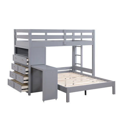 Sloane Twin/Full Loft Bunk Bed with Chest and Hidden Desk