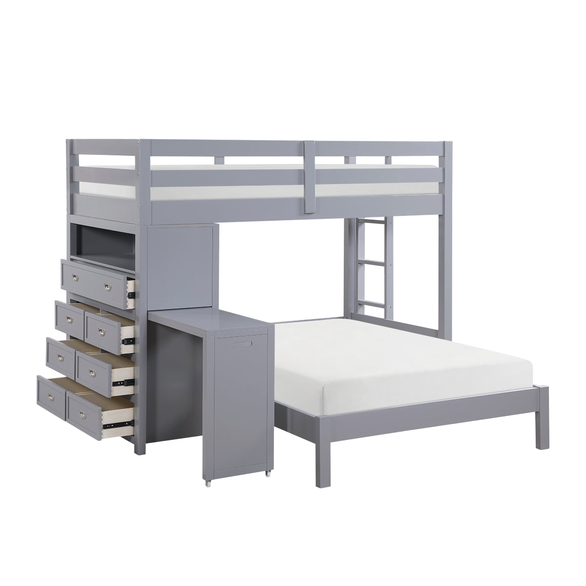 Sloane Twin/Full Loft Bunk Bed with Chest and Hidden Desk
