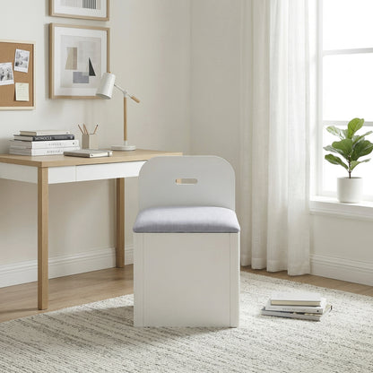 Sloane Bookcase Platform Bed with Hidden Desk, Stool and Storage Bench (White)
