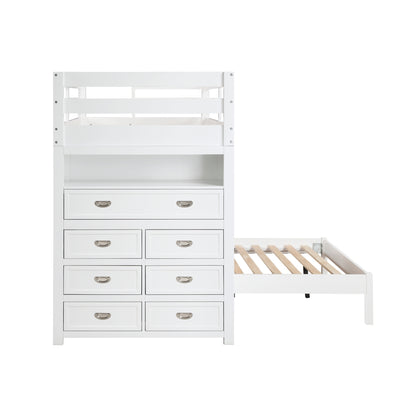 Sloane Twin/Full Loft Bunk Bed with Chest and Hidden Desk