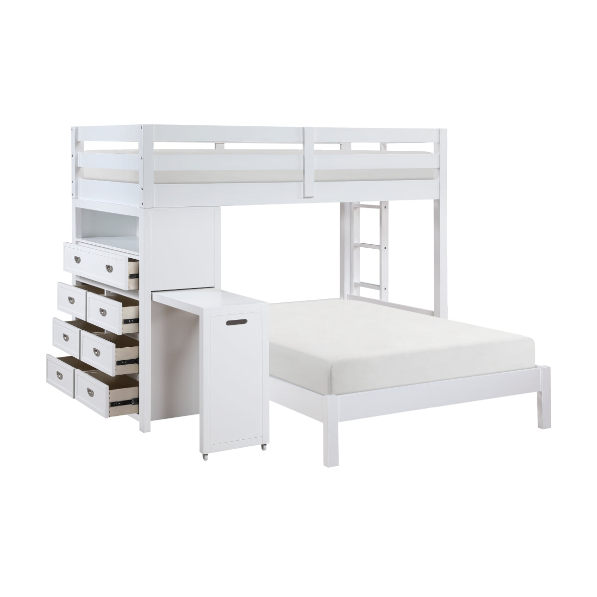 Sloane Twin/Full Loft Bunk Bed with Chest and Hidden Desk