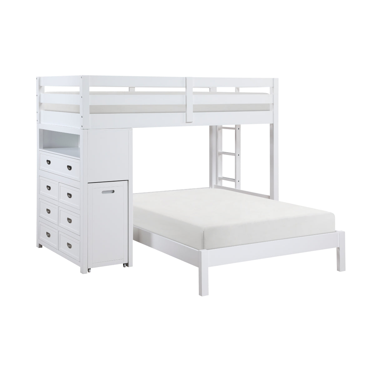 Sloane Twin/Full Loft Bunk Bed with Chest and Hidden Desk