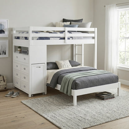 Sloane Twin/Full Loft Bunk Bed with Chest and Hidden Desk