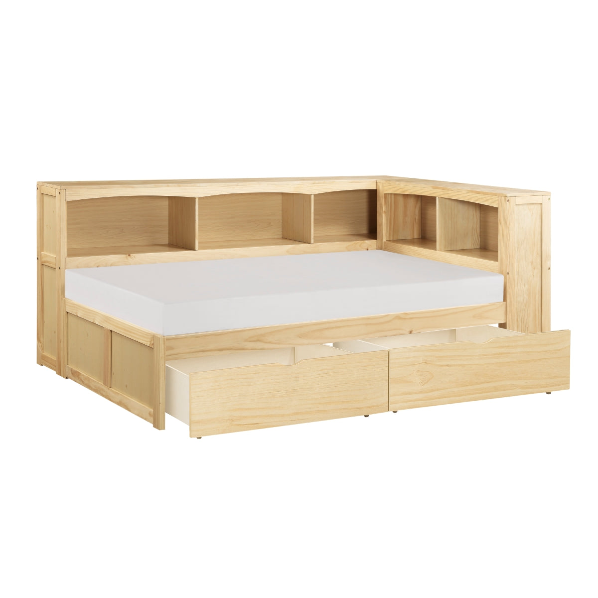 Bartly Twin Bookcase Corner Platform Bed with Storage Boxes