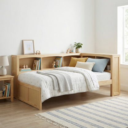 Bartly Twin Bookcase Corner Platform Bed