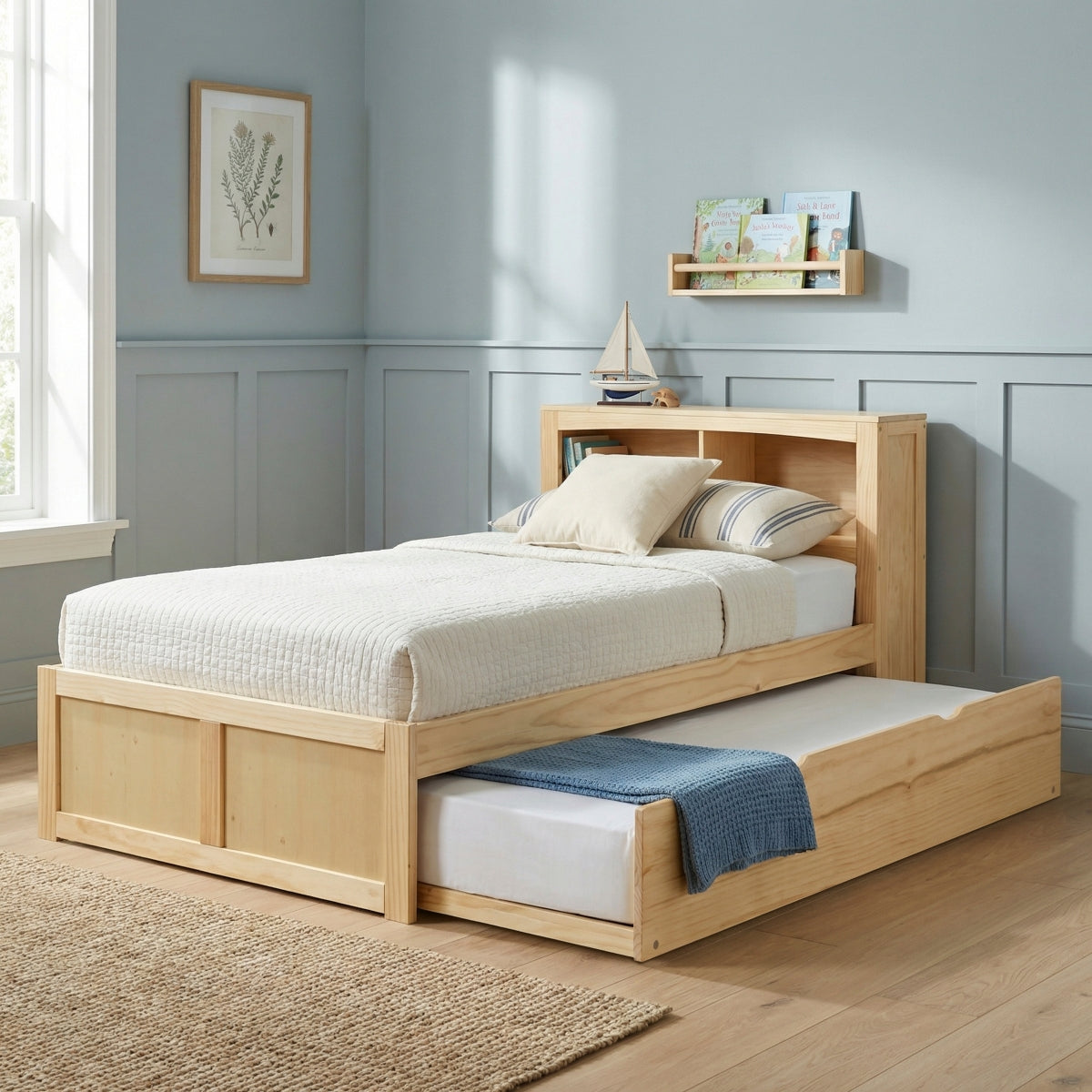 Bartly Twin Bookcase Platform Bed with Twin Trundle