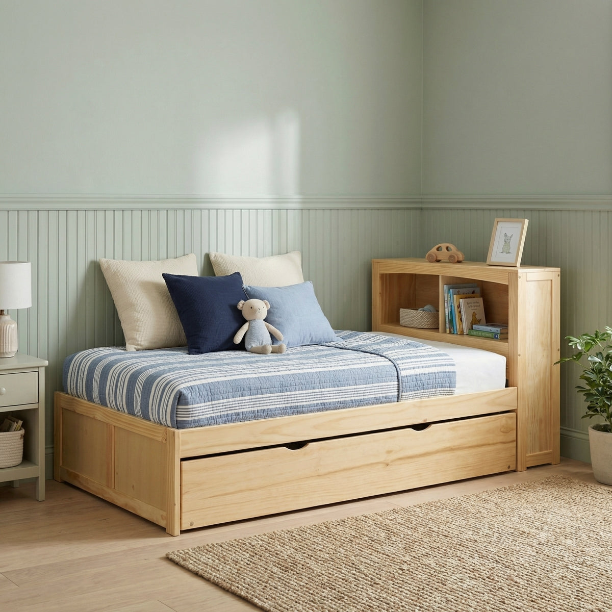 Bartly Twin Bookcase Platform Bed with Twin Trundle