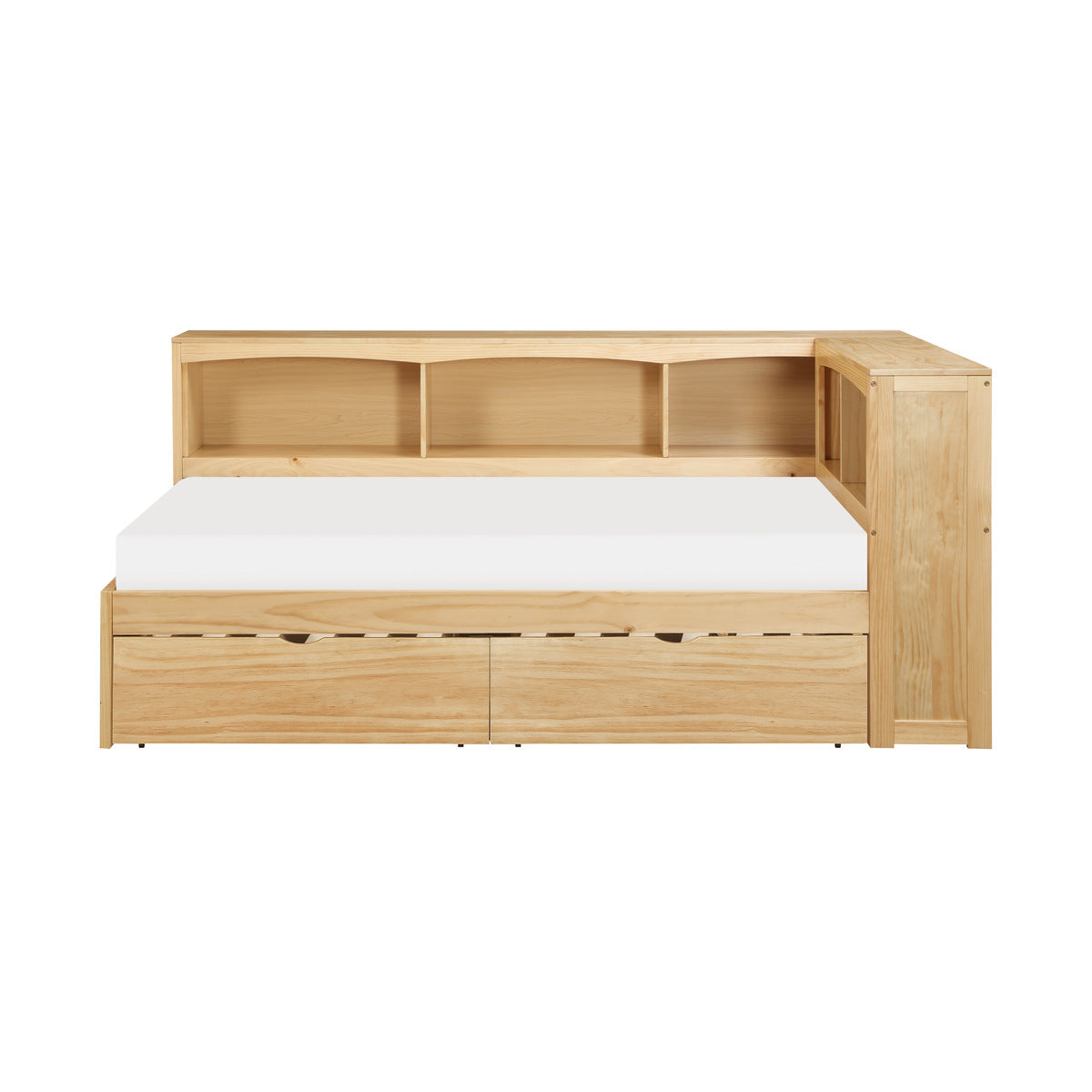 Bartly Twin Bookcase Corner Platform Bed with Storage Boxes