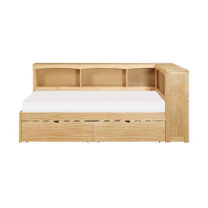 Bartly Twin Bookcase Corner Platform Bed with Storage Boxes