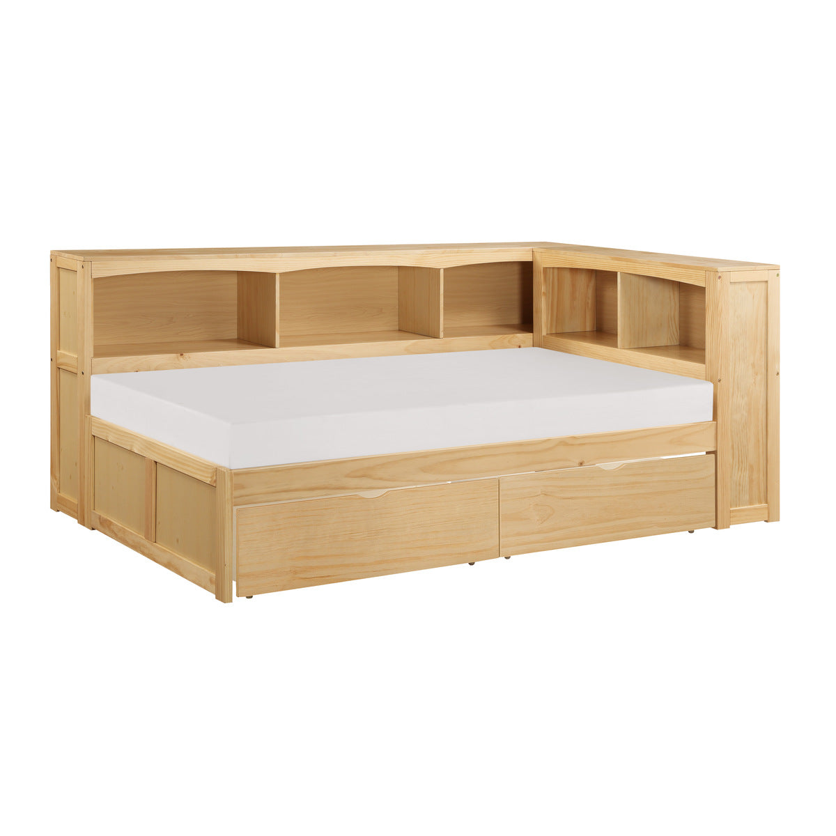 Bartly Twin Bookcase Corner Platform Bed with Storage Boxes