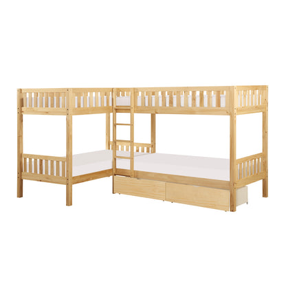 Bartly Corner Bunk Bed with Storage Boxes