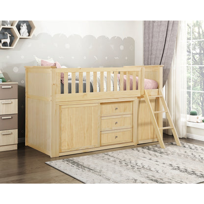 Bartly Low Loft Bunk with Bookcase and 2 Dressers