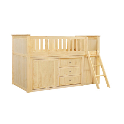 Bartly Low Loft Bunk with Bookcase and Dresser