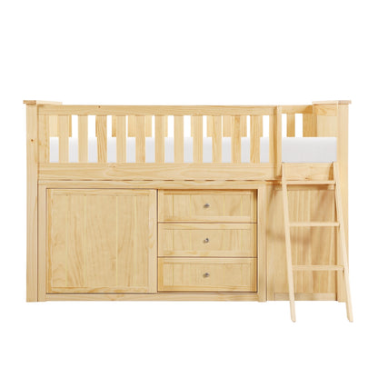 Bartly Low Loft Bunk with Bookcase and Dresser