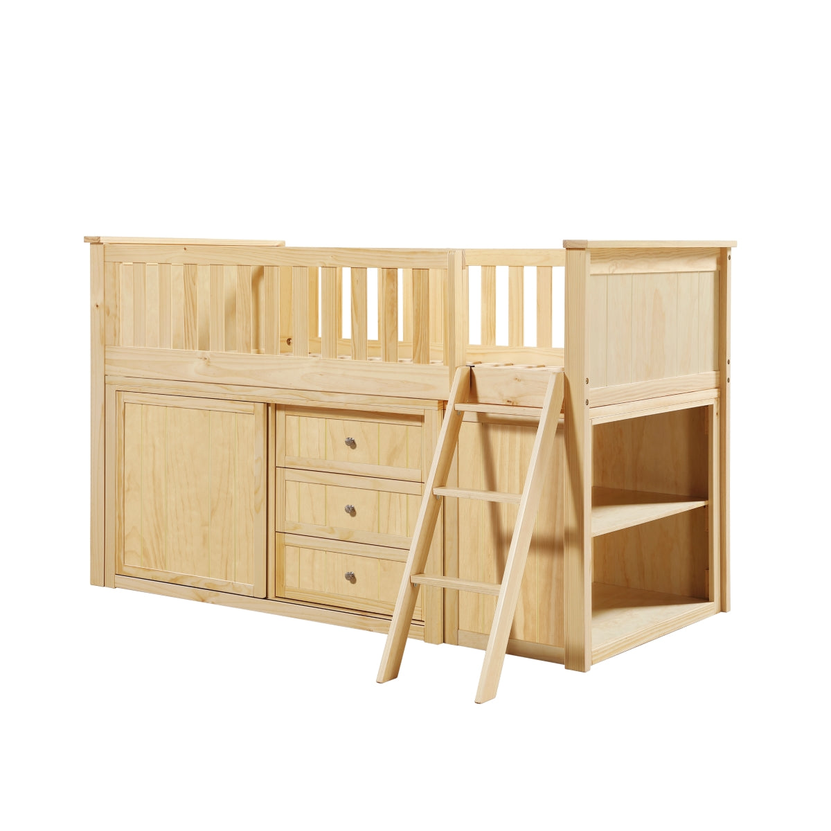 Bartly Low Loft Bunk with Bookcase and 2 Dressers